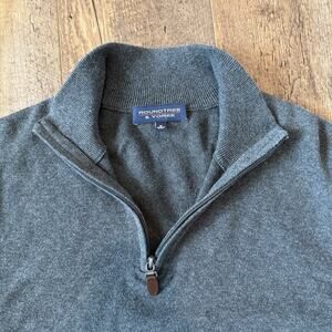 Roundtree and Yorke Quarter Zip Sweater 100% COTTON Mens Size M Gray